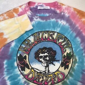 DAYDREAMER Grateful Dead Tie Dye Long Sleeve‎ Cropped Sweatshirt Top Size Small